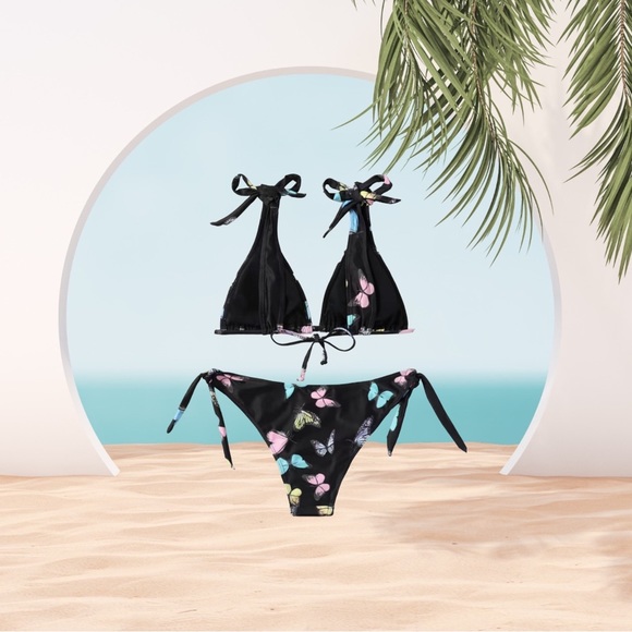 Butterfly print triangle bikini top size XS or S - Picture 2 of 7